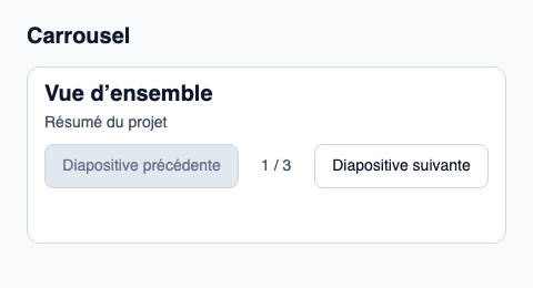 Carrousel manuel présentant l’élément actif et ses actions.