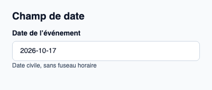 Saisie texte d’une valeur CivilDate.