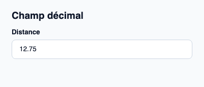 Saisie numérique reliée à DecimalValue en Rust.
