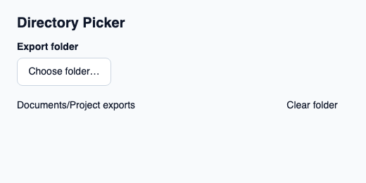 Browse and clear actions for one selected directory.