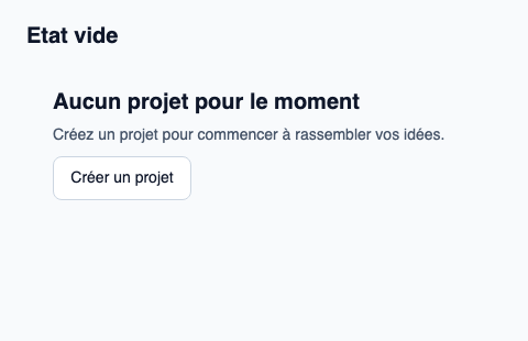 Présentation d’une collection vide avec explication et contenu d’action libre.
