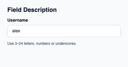 Secondary help text for a field.