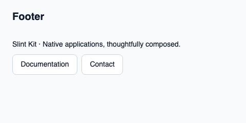 Footer region for secondary application information.