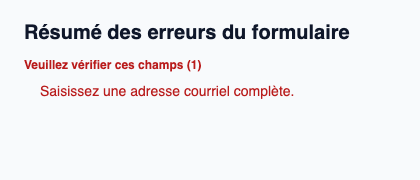Liste d’erreurs permettant d’atteindre les champs concernés.