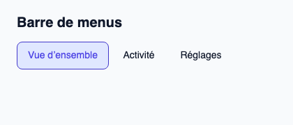 Barre de menus Slint pour les actions ou destinations d’une fenêtre.