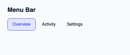 Horizontal Slint menu bar for actions or destinations inside a window.
