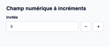 Saisie décimale avec demandes d’incrémentation et de décrémentation.