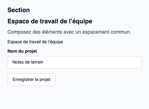 Section de contenu avec titre et description facultative.