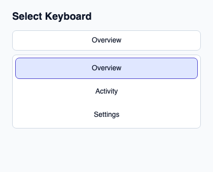 Shared keyboard translator for composed selectors and menus.
