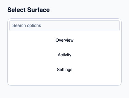 Popup surface combining native search, keyboard handling and active-option visibility.