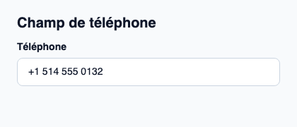Champ texte natif pour un numéro de téléphone.