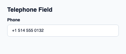 Native text field for a telephone number.