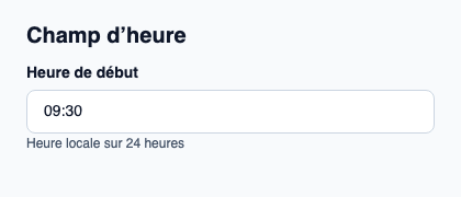 Saisie native d’une heure locale.