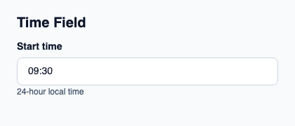 Native text input for a local time of day.