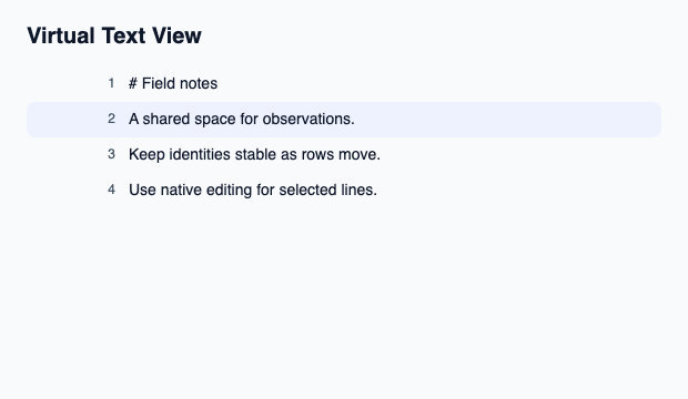 Slint document view with selection and native editing of one line.