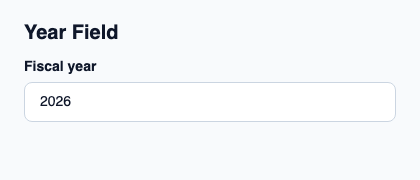 Text entry for a Year value.