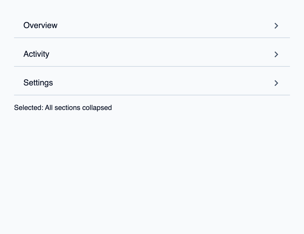Set of disclosure sections driven by stable identities.