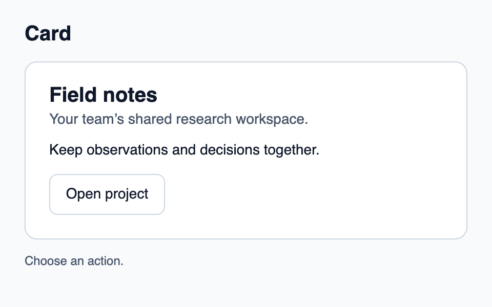 Card surface for grouping a unit of content.