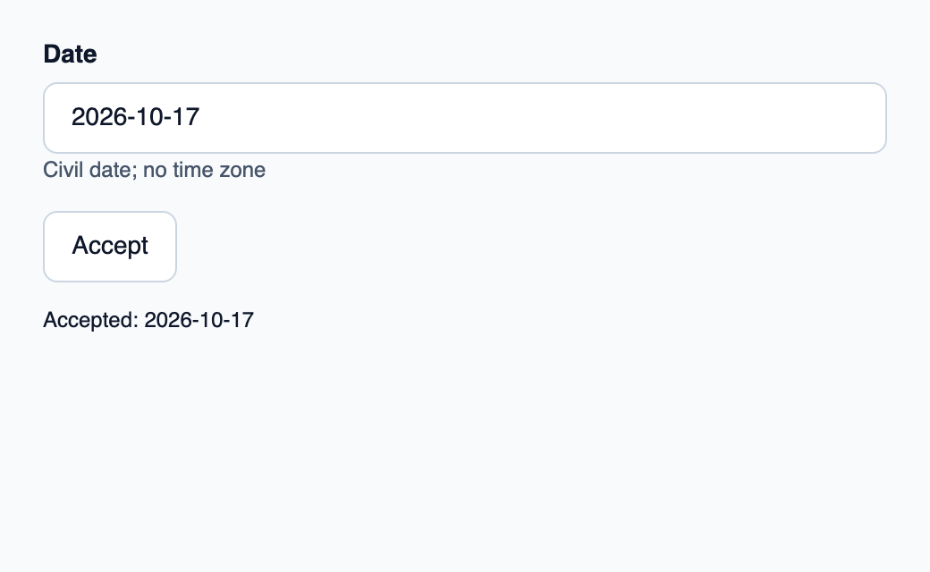 Text entry for a CivilDate value.