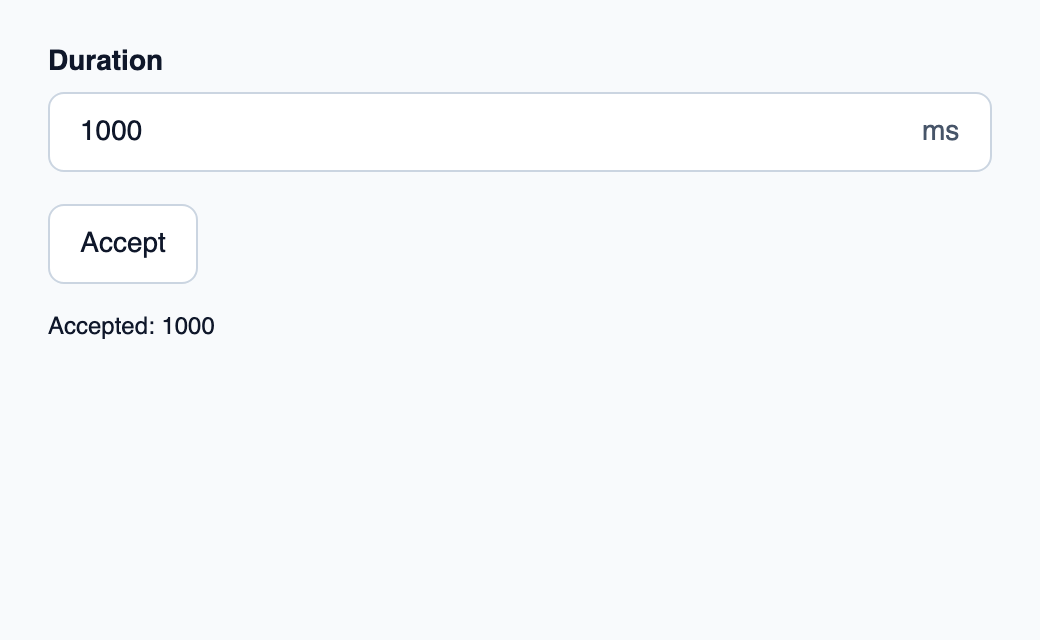 Numeric text input connected to DurationValue in Rust.