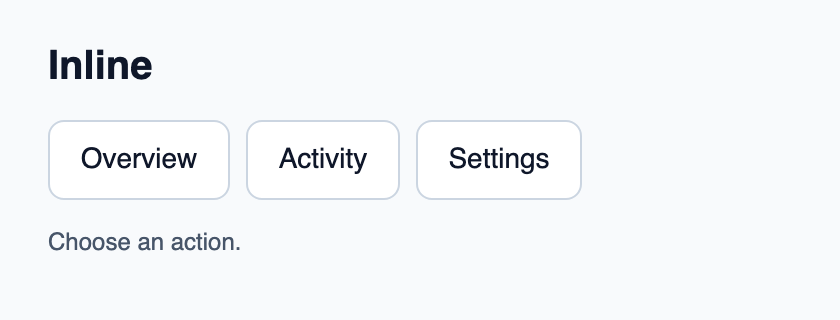 Single row for adjacent controls and content.