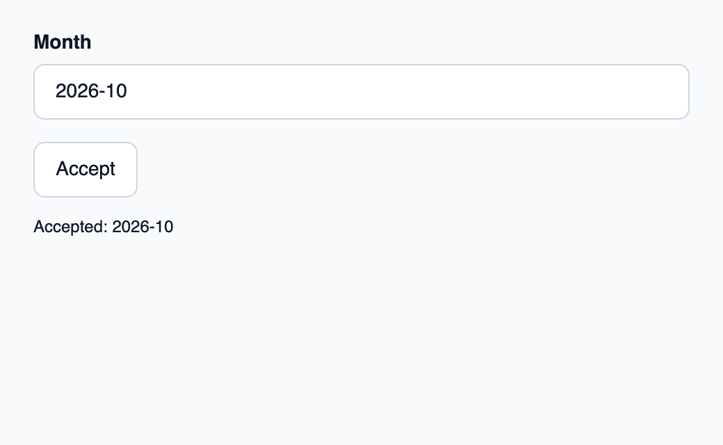 Text entry for a YearMonth value.