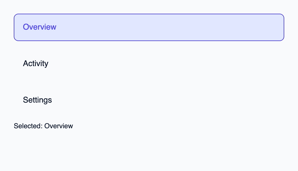 Labeled navigation action built on a stable-identity option.