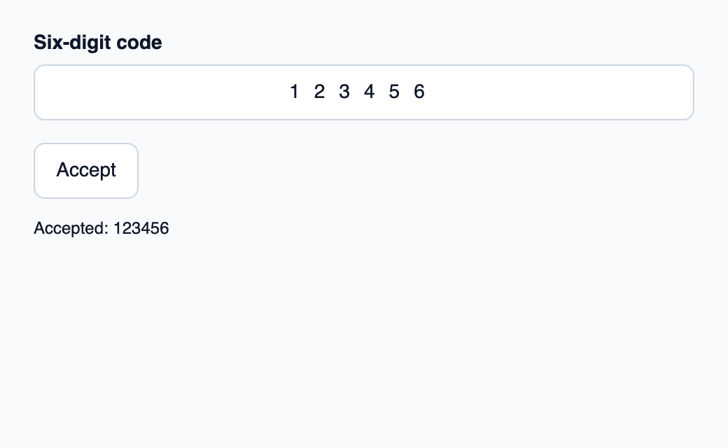 Native text input for a fixed-length one-time code.