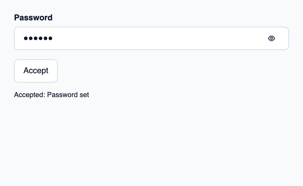 Masked native input for a password.