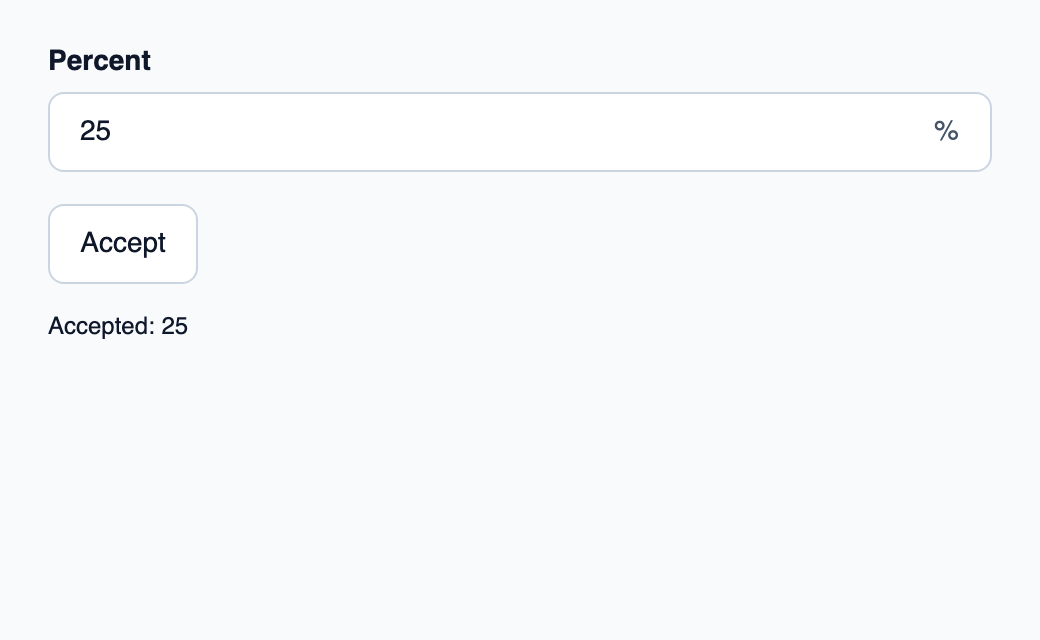 Numeric text input connected to Percent in Rust.