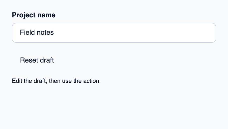 Quiet button preset for requesting a form reset.
