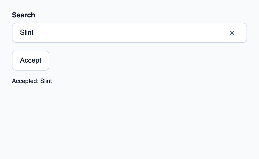 Native text field for a search query.