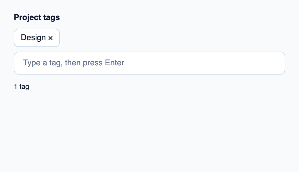 Input for creating tags with a controlled chip list.