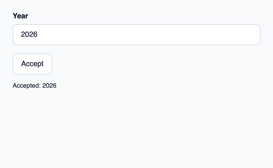Text entry for a Year value.